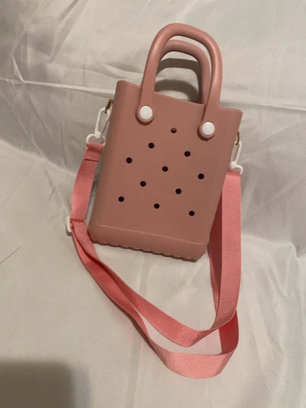 Pink Silicone Crossbody Mini Tote Bag